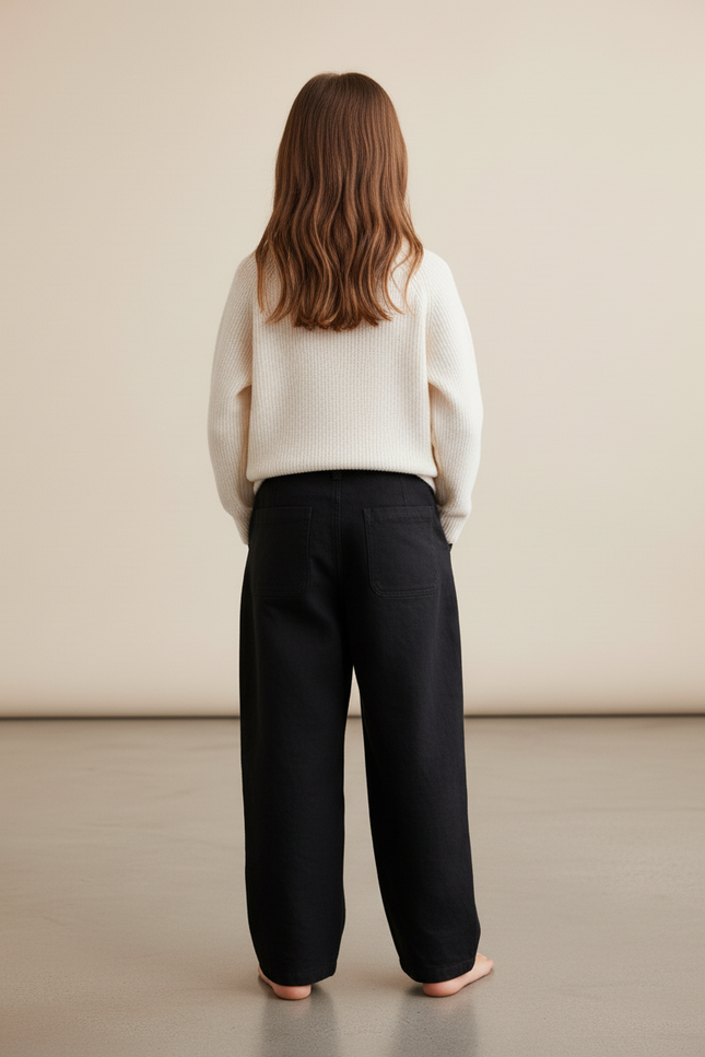 Pantalon Baggy Noir Brodé Floral Ample Décontracté - Coton - vue 2