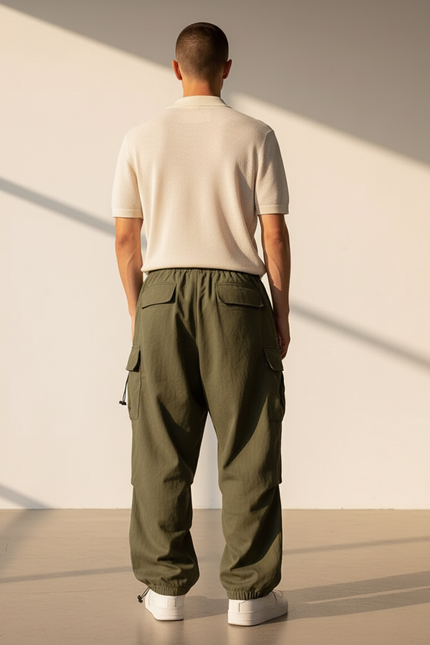 Pantalon Militaire Baggy - Kaki Toile - vue 2