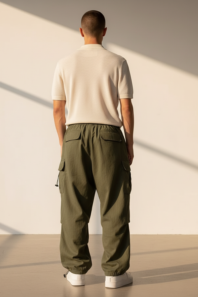 Pantalon Militaire Baggy - Kaki Toile - vue 2