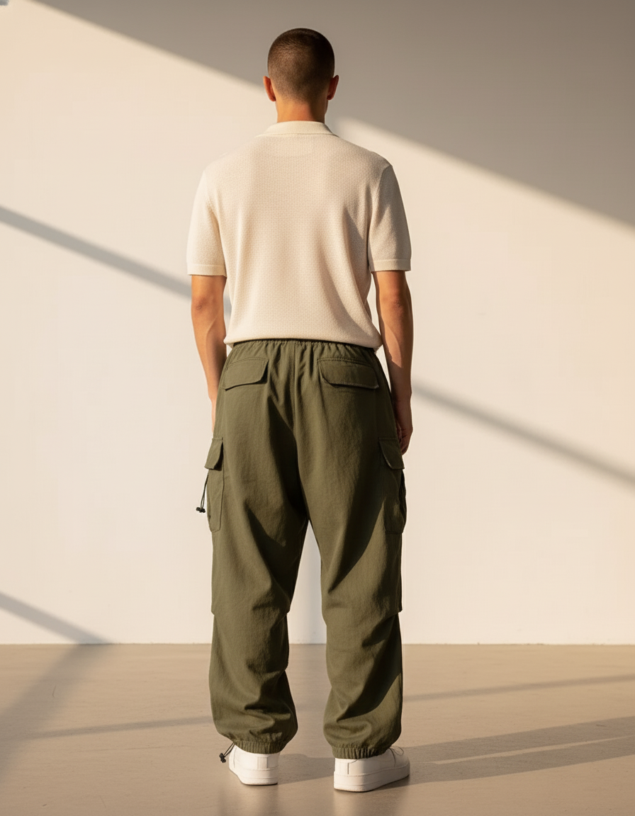 Pantalon Militaire Baggy - Kaki Toile - vue 2