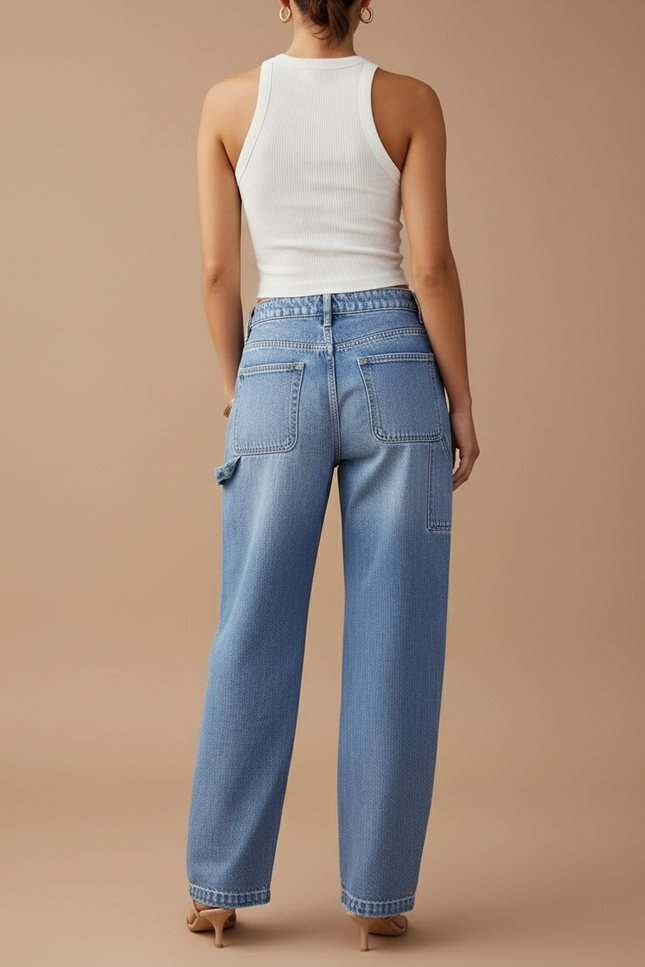 Pantalon Baggy Ado Fille - Bleu Jean - vue 2