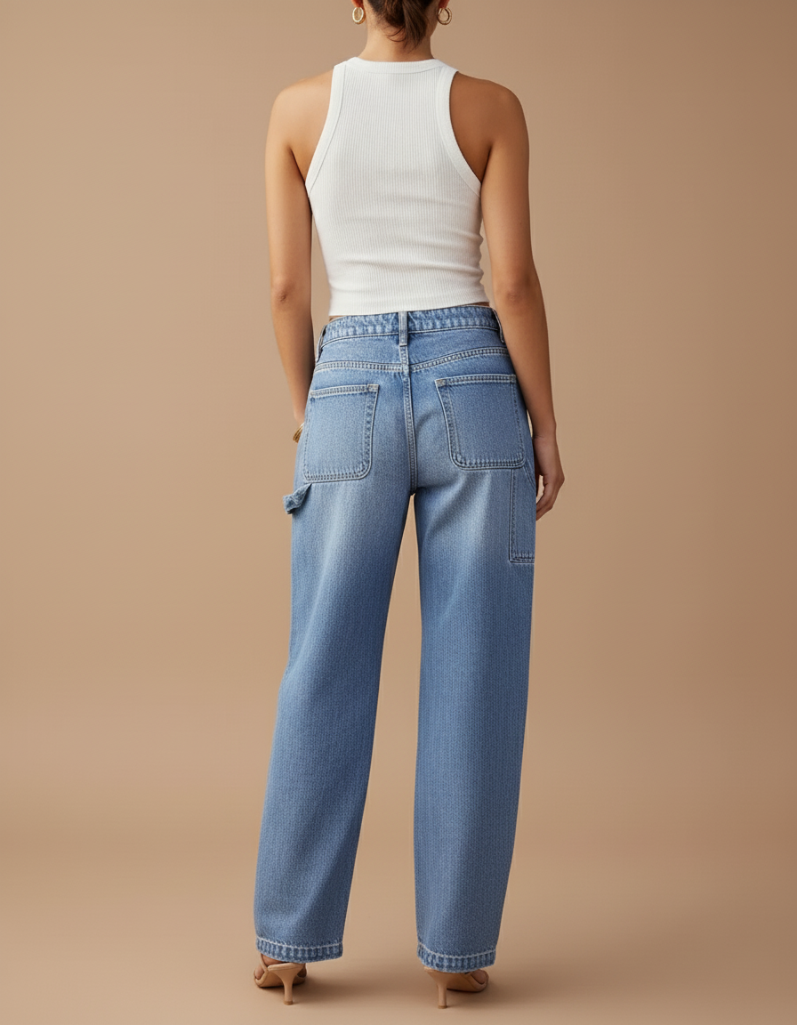 Pantalon Baggy Ado Fille - Bleu Jean - vue 2