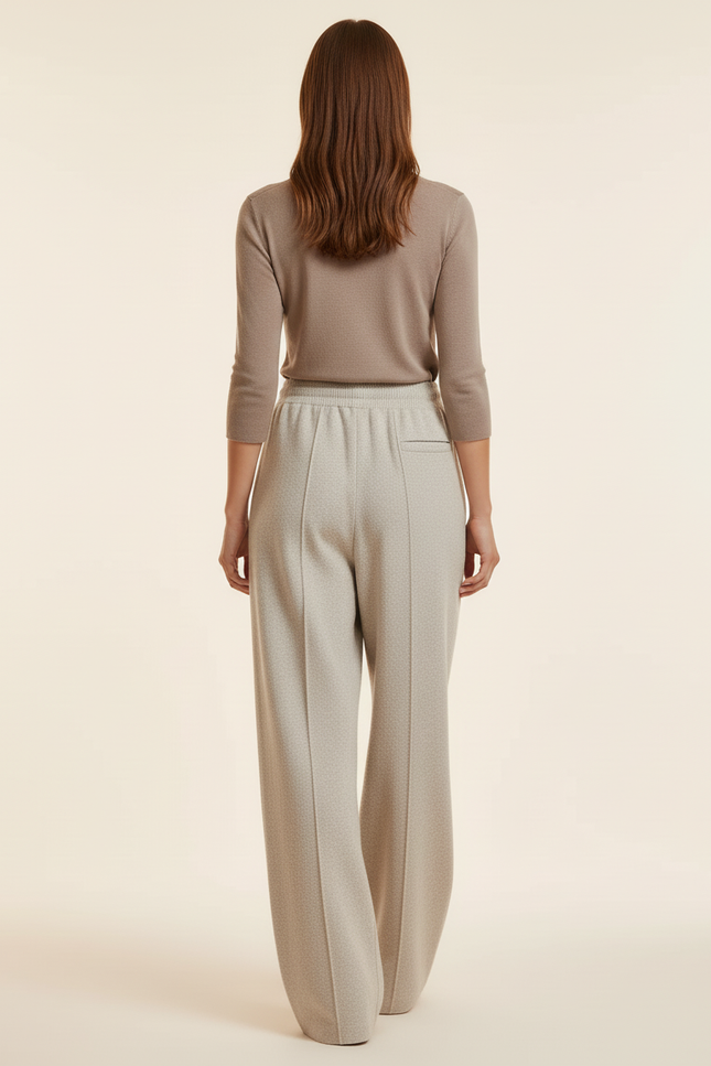 Pantalon Baggy Beige Laine Ample Tricoté Décontracté - vue 2