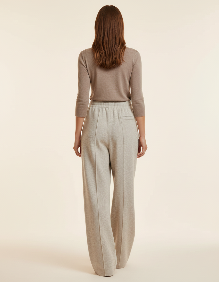 Pantalon Baggy Beige Laine Ample Tricoté Décontracté - vue 2