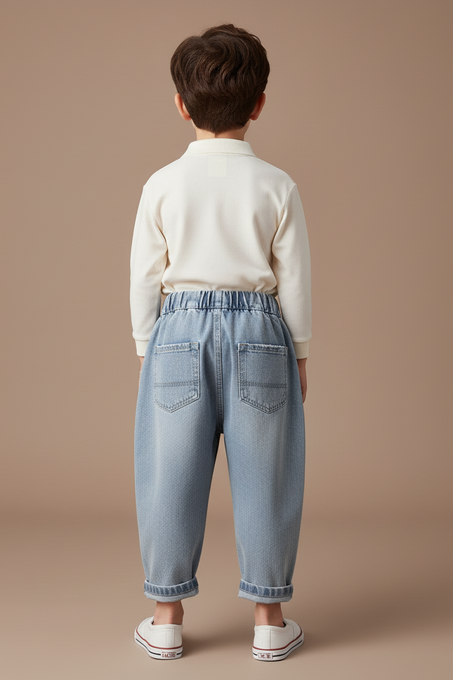 Pantalon Baggy Jean Clair Ample Déchiré Enfant - Bleu - vue 2