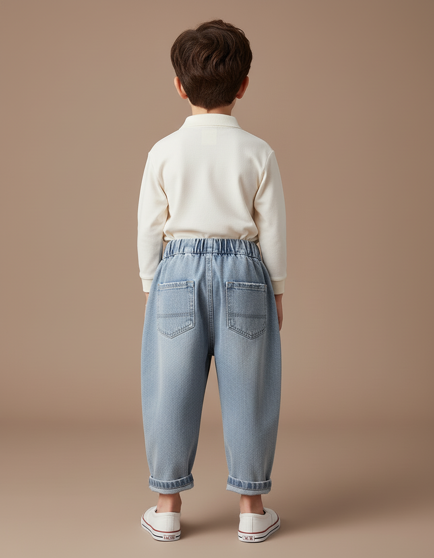 Pantalon Baggy Jean Clair Ample Déchiré Enfant - Bleu - vue 2