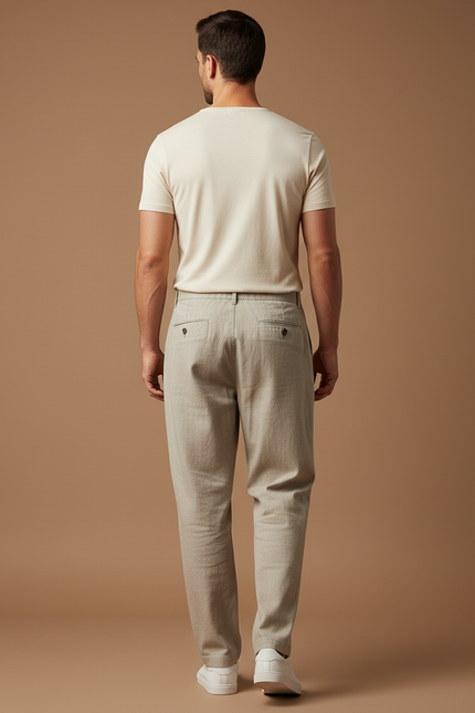 Pantalon Baggy Beige Droit Coton Léger Homme - vue 2