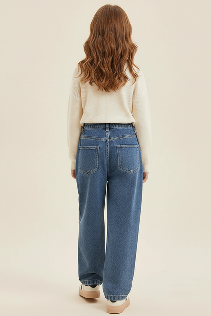 Pantalon Baggy Jean Bleu Ample Taille Haute Enfant - vue 2