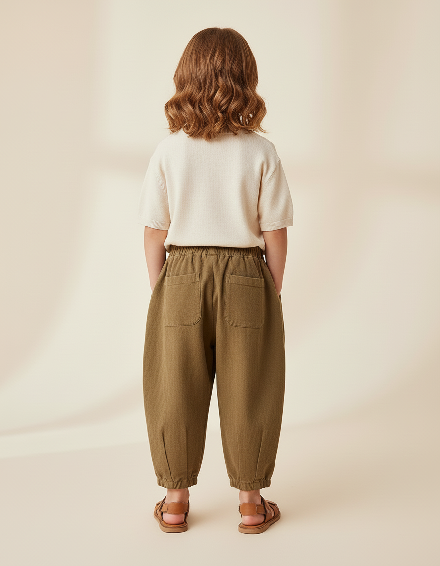 Pantalon Baggy Kaki Coton Ample Décontracté Confortable - vue 2