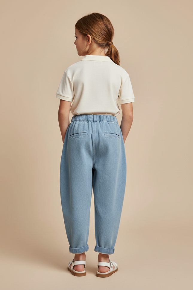 Pantalon Baggy Denim Ample Léger Fille - Bleu Jean - vue 2