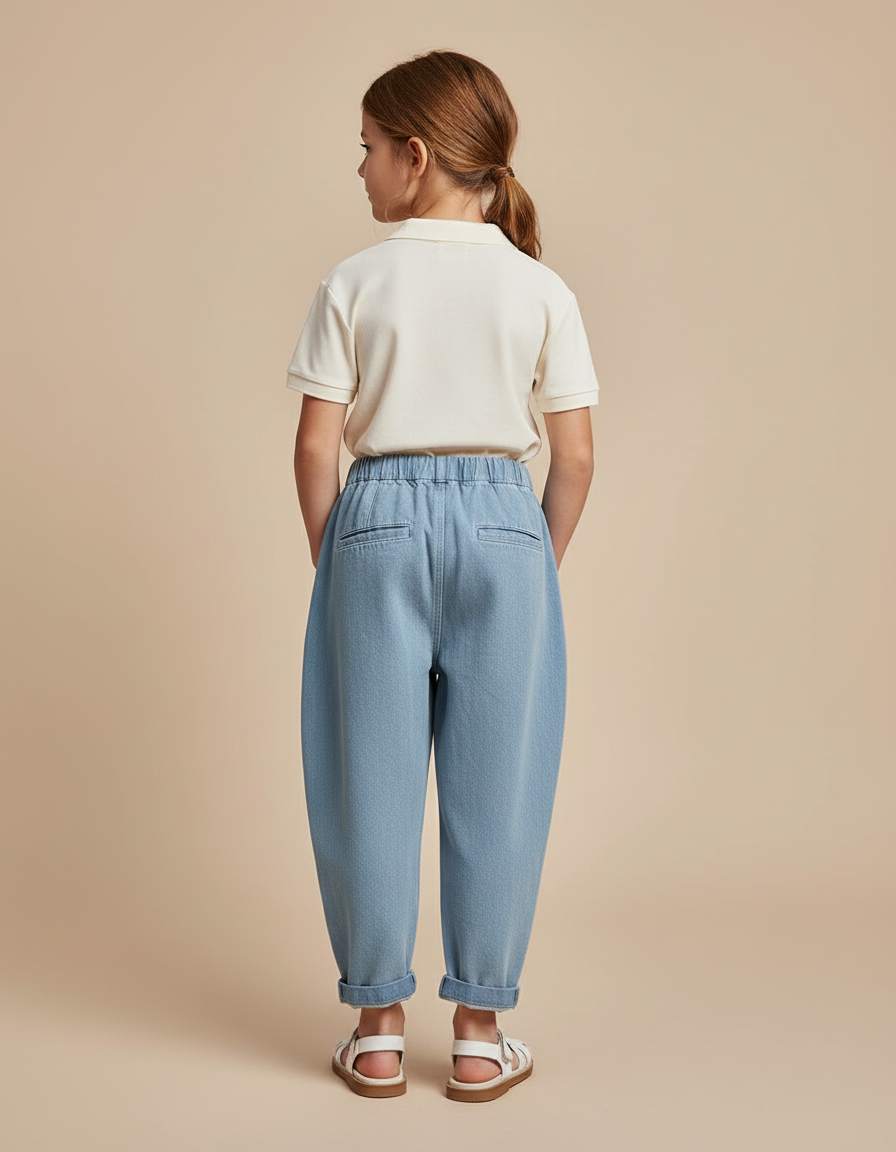 Pantalon Baggy Denim Ample Léger Fille - Bleu Jean - vue 2