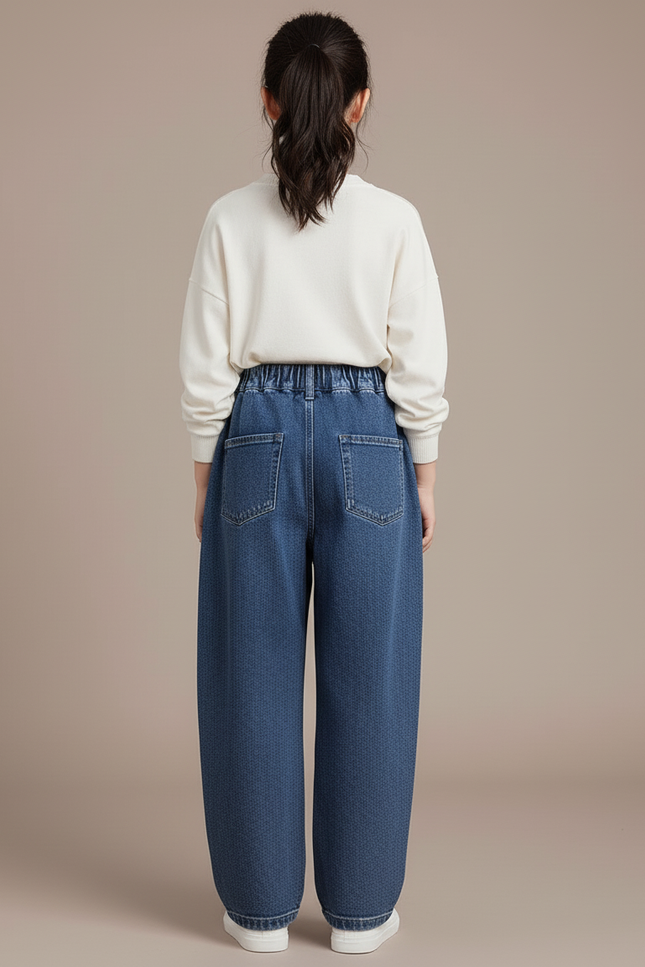 Pantalon Baggy Jean Bleu Taille Élastique Enfant - vue 2