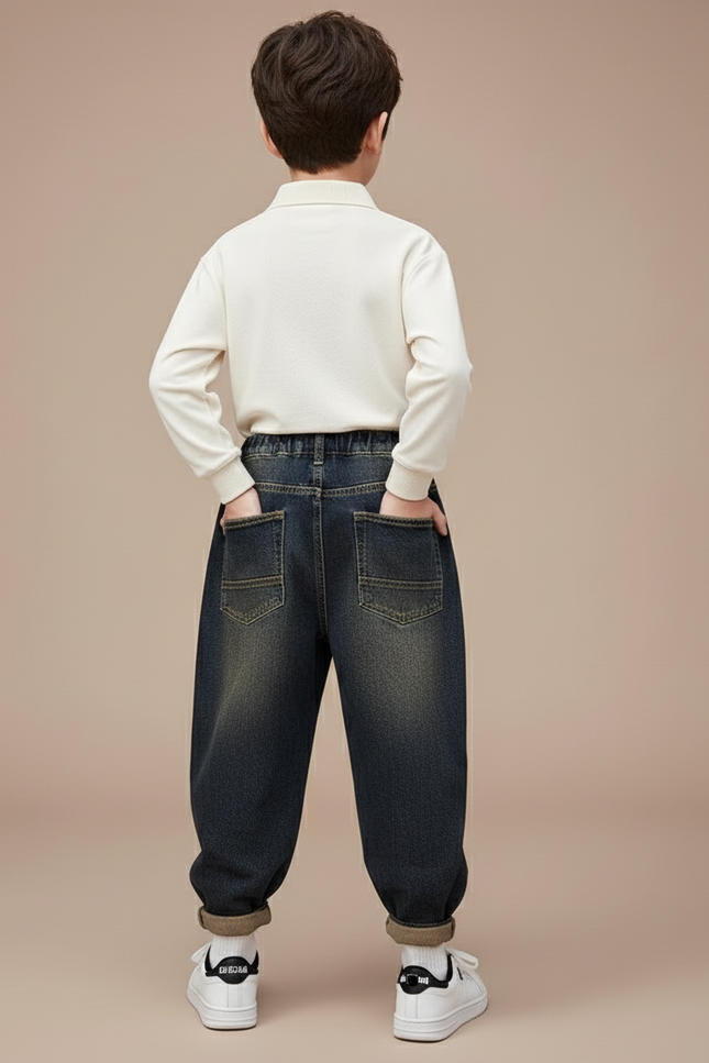 Pantalon Baggy Denim Ample Garçon Décontracté Hiver - Bleu Jean - vue 2