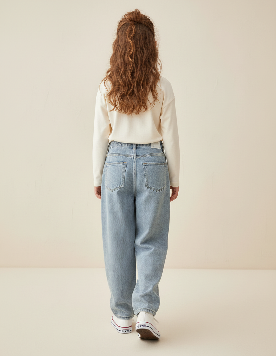 Pantalon Baggy Bleu Clair Denim Ample Décontracté - Jean - vue 2