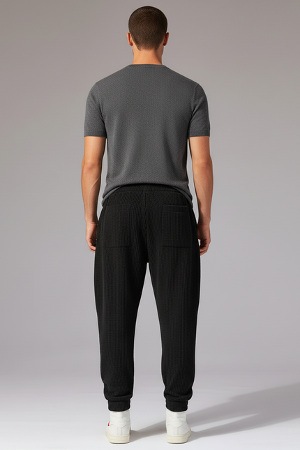 Pantalon Baggy Noir Côtelé Ample Décontracté Sport - Maille - vue 2