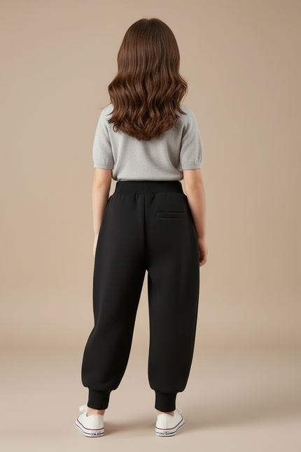 Pantalon Baggy Noir Ample Nœud Papillon Violet Fille - Molleton - vue 2