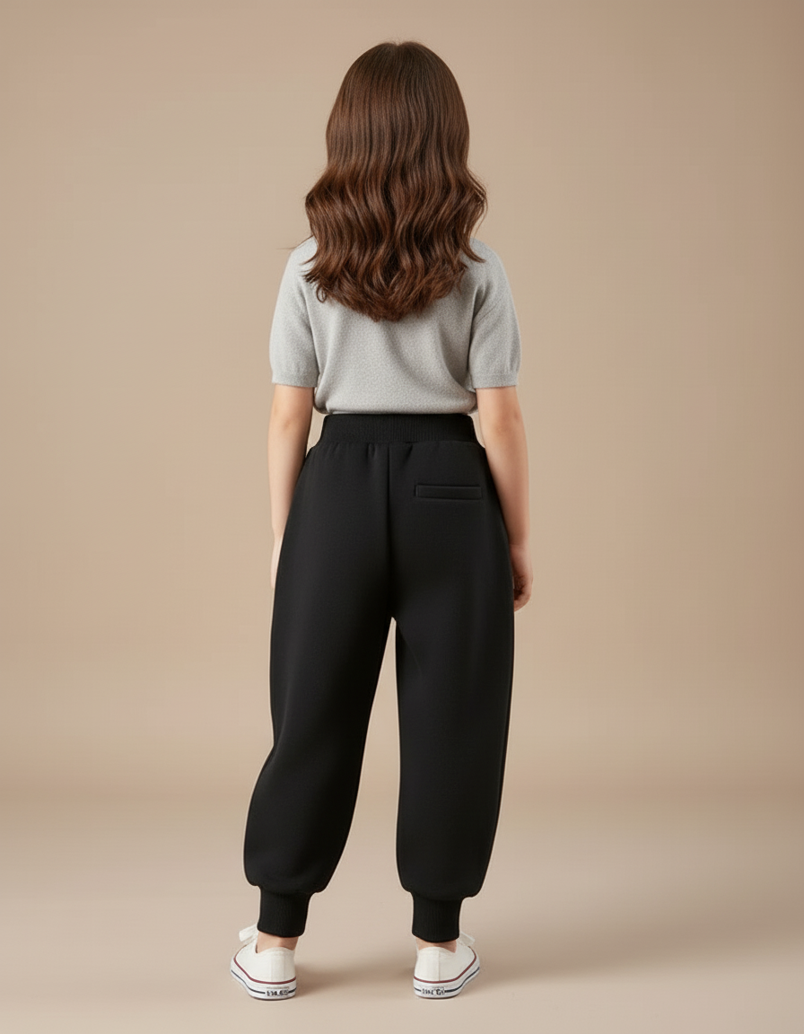Pantalon Baggy Noir Ample Nœud Papillon Violet Fille - Molleton - vue 2