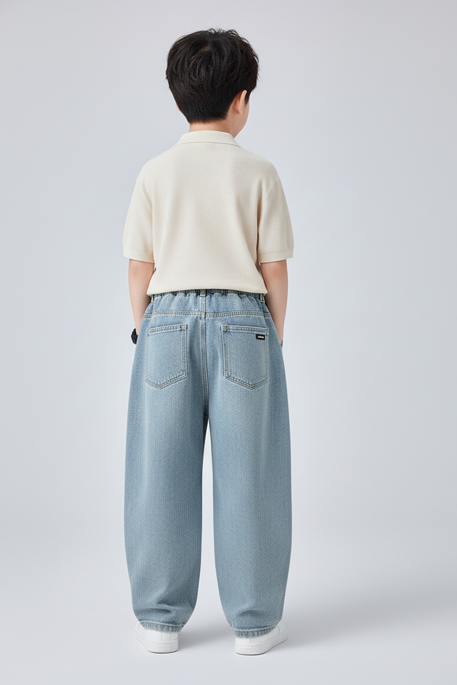 Pantalon Baggy Bleu Jean Ample Enfant Décontracté Garçon - vue 2