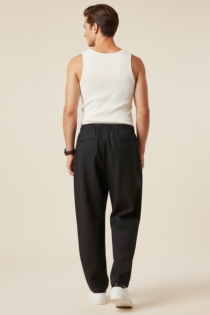 Pantalon Baggy Noir Lin Décontracté Homme - vue 2