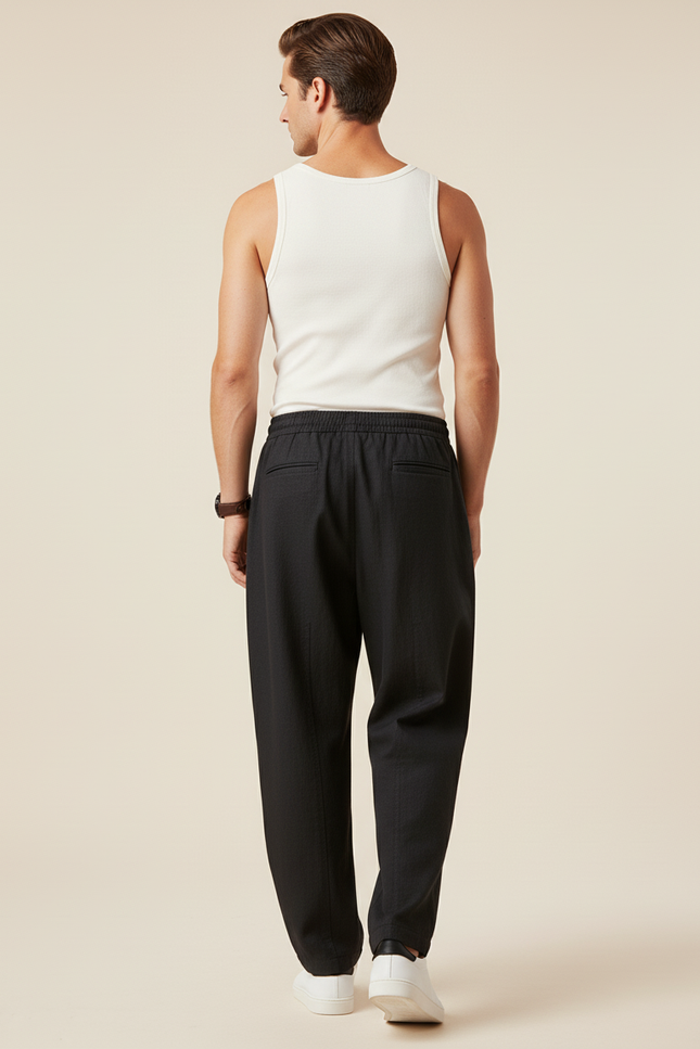 Pantalon Baggy Noir Lin Décontracté Homme - vue 2