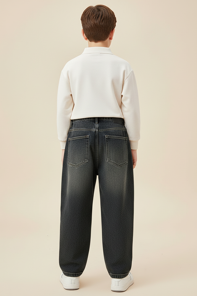 Pantalon Baggy Garçon Noir Taille Élastique - Jean - vue 2