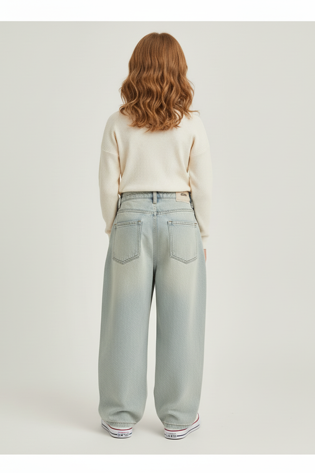 Pantalon Baggy Jean Clair Ample Décontracté Fille - Bleu - vue 2