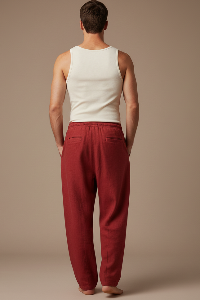 Pantalon Baggy Rouge Ample Velours Droit Décontracté - vue 2