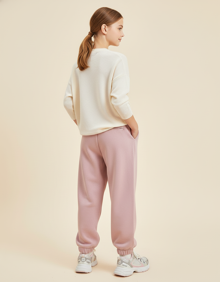 Pantalon Baggy Rose Ample Molletonné Fille - vue 2