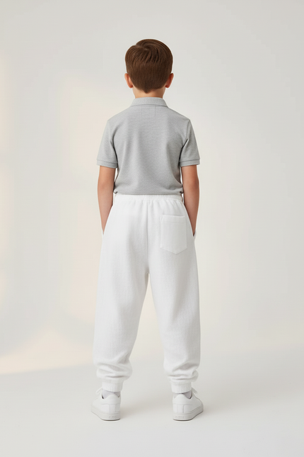 Pantalon Baggy Blanc Coton Imprimé Anime Garçon - Molleton - vue 2