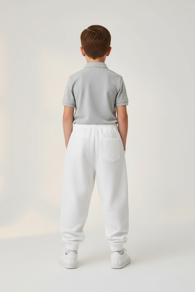 Pantalon Baggy Blanc Coton Imprimé Anime Garçon - Molleton - vue 2