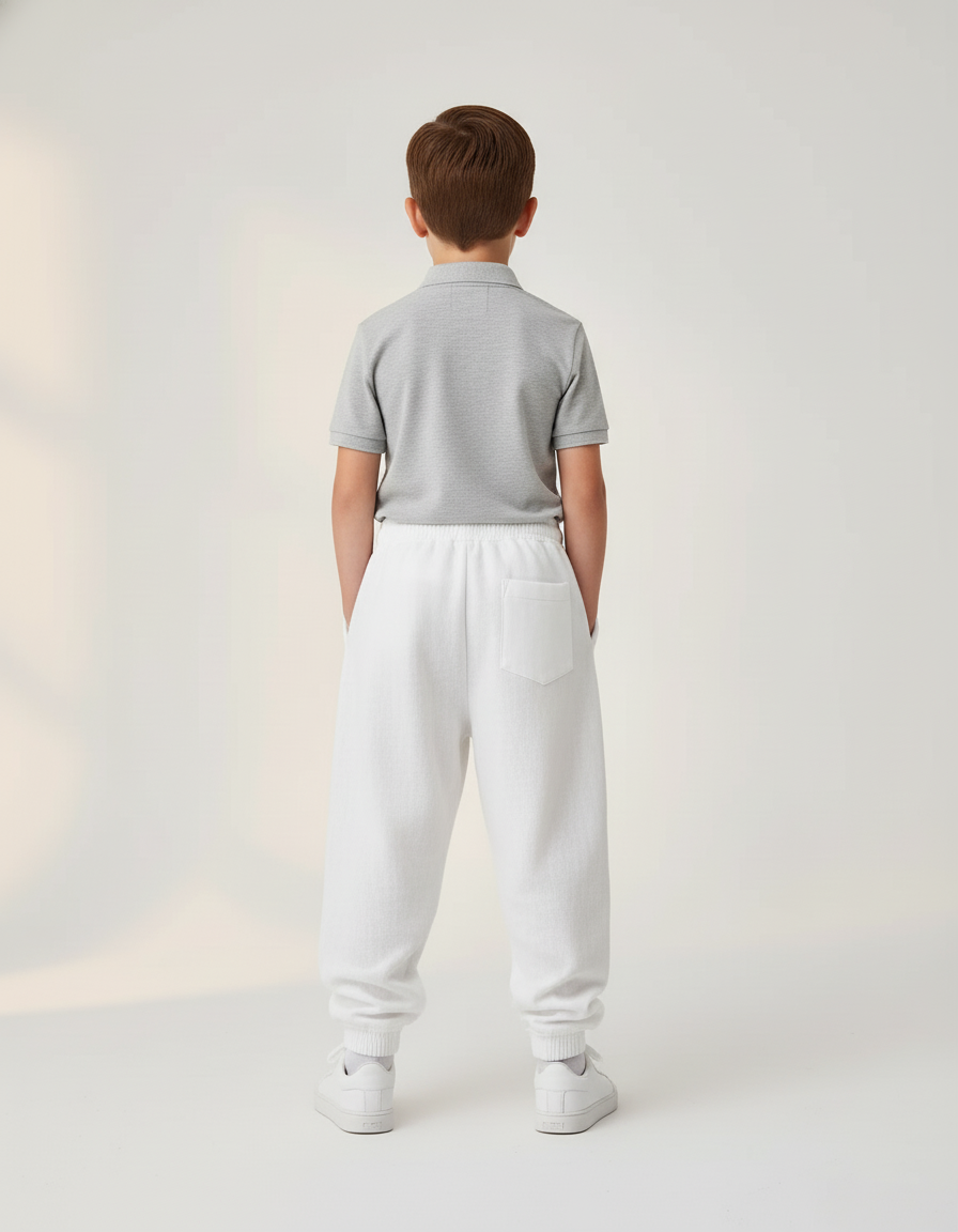 Pantalon Baggy Blanc Coton Imprimé Anime Garçon - Molleton - vue 2