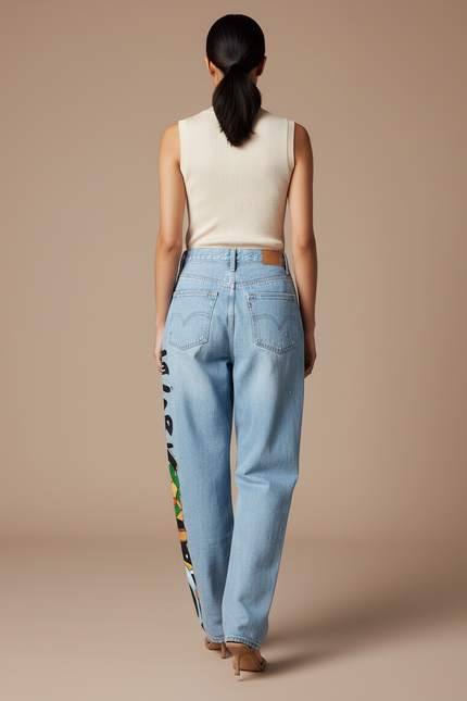 Pantalon Baggy Jean Clair Ample Manga Imprimé - Multicolore - vue 2