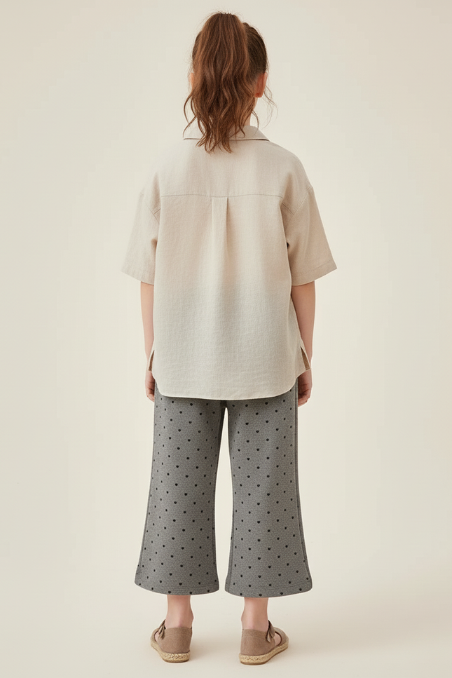 Pantalon Baggy Gris Cœurs Noirs Ample Enfant - Molleton - vue 2
