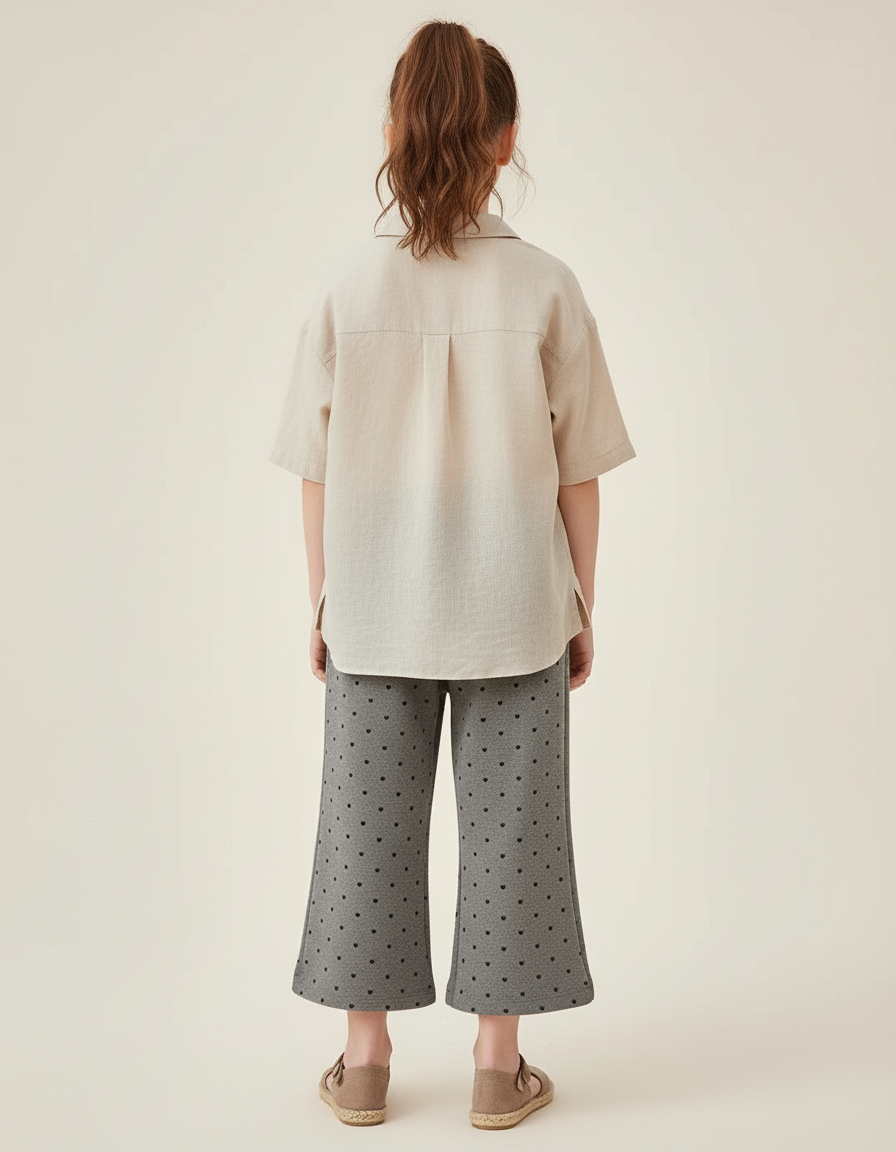 Pantalon Baggy Gris Cœurs Noirs Ample Enfant - Molleton - vue 2