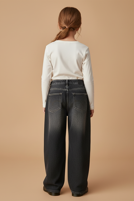 Pantalon Baggy Noir Denim Large Ample Fille - Jean - vue 2