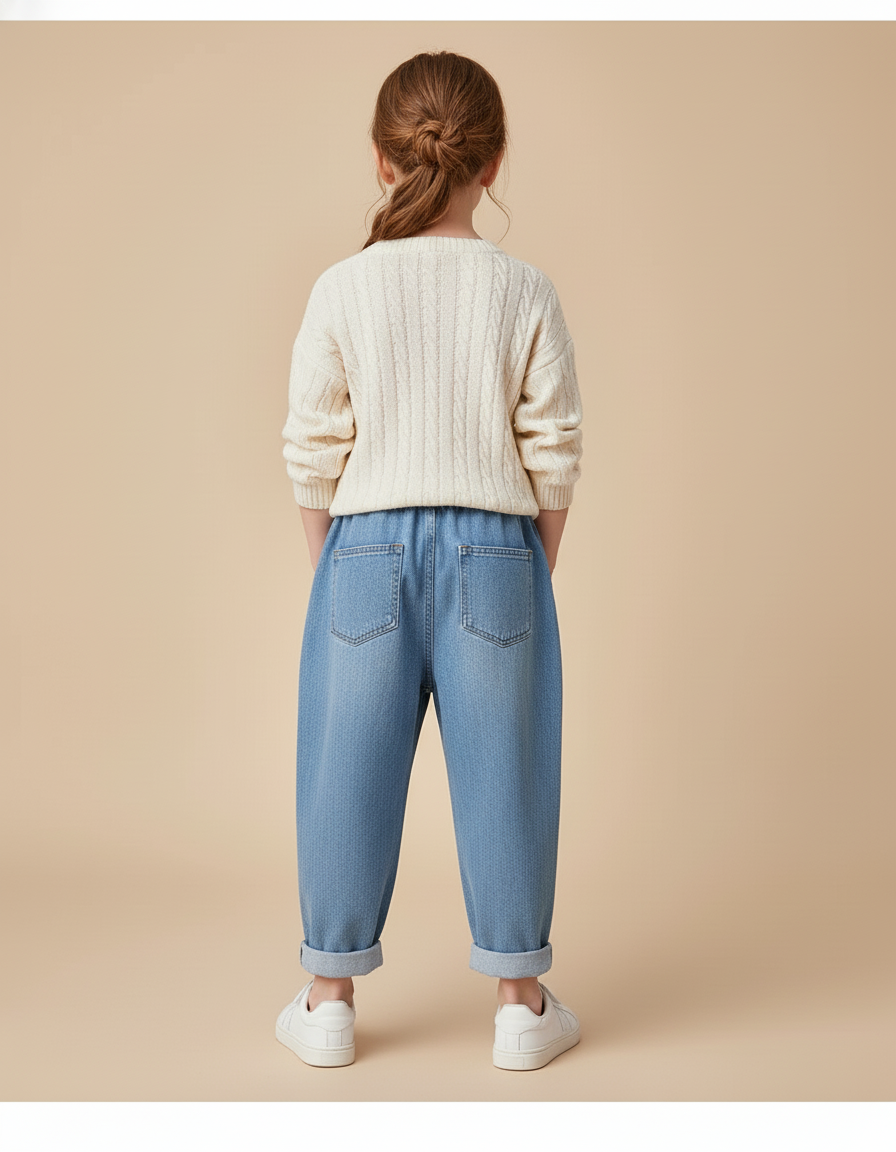 Pantalon Baggy Denim Bleu Ample Confortable Enfant - Jean - vue 2