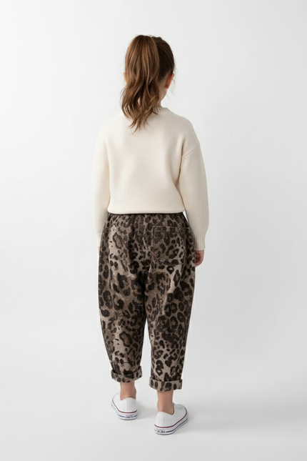 Pantalon Baggy Léopard Marron Ample Confortable Coton - Molleton - vue 2
