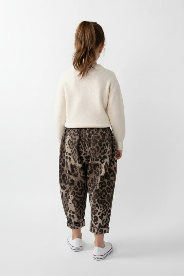 Pantalon Baggy Léopard Marron Ample Confortable Coton - Molleton - vue 2