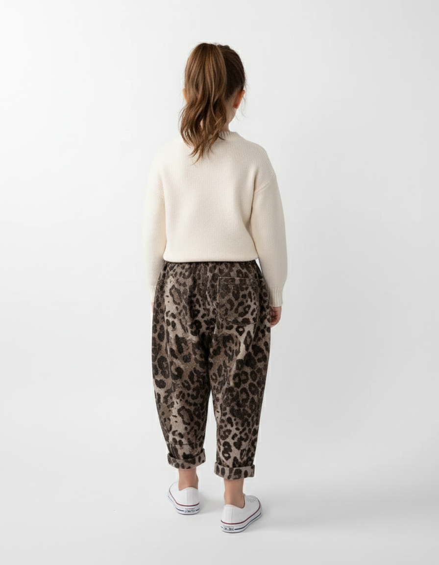 Pantalon Baggy Léopard Marron Ample Confortable Coton - Molleton - vue 2