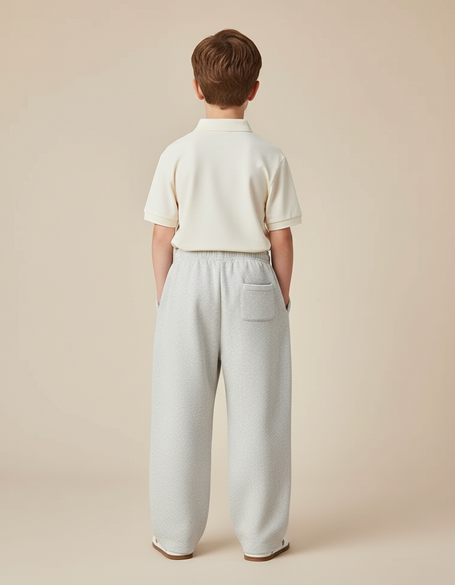 Pantalon Baggy Gris Ample Coton Enfant Décontracté Doux - Molleton - vue 2