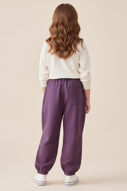 Pantalon Baggy Violet Cordon Cargo Ample - Molleton - vue 2