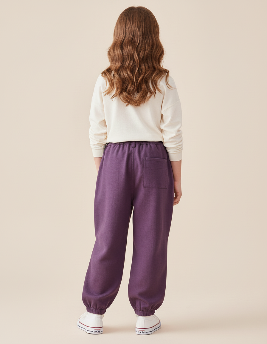 Pantalon Baggy Violet Cordon Cargo Ample - Molleton - vue 2