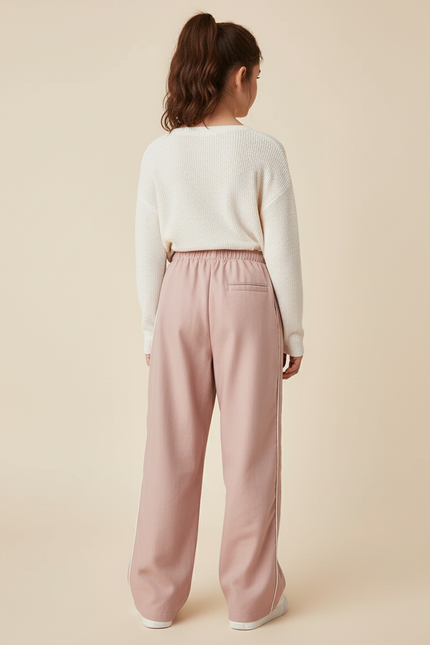 Pantalon Baggy Rose Fluide Rayures Blanches Fille - Viscose - vue 2