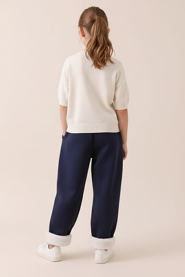 Pantalon Baggy Bleu Marine Molletonné Doux Enfant - vue 2