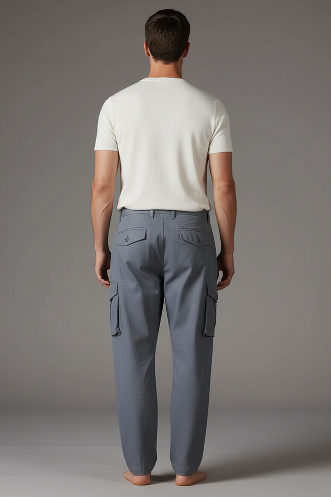 Pantalon Baggy Gris Cargo Coton Ample Homme - vue 2