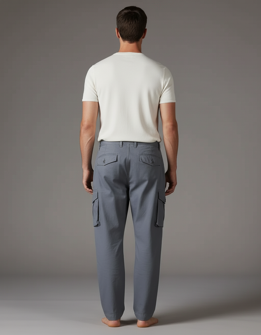 Pantalon Baggy Gris Cargo Coton Ample Homme - vue 2