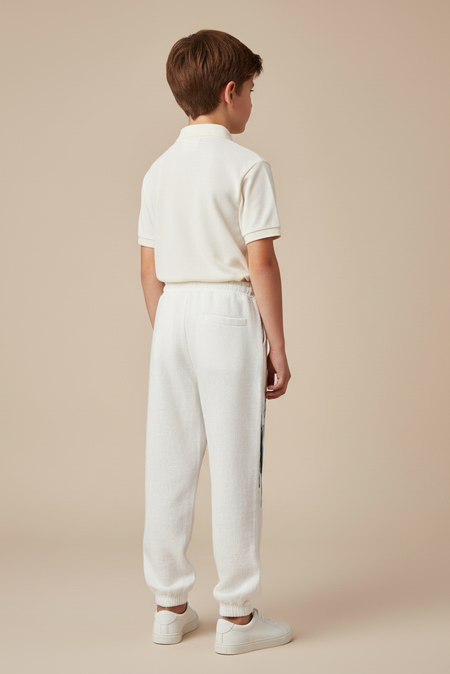Pantalon Baggy Blanc Imprimé Tigre Bleu Décontracté Garçon - Molleton - vue 2