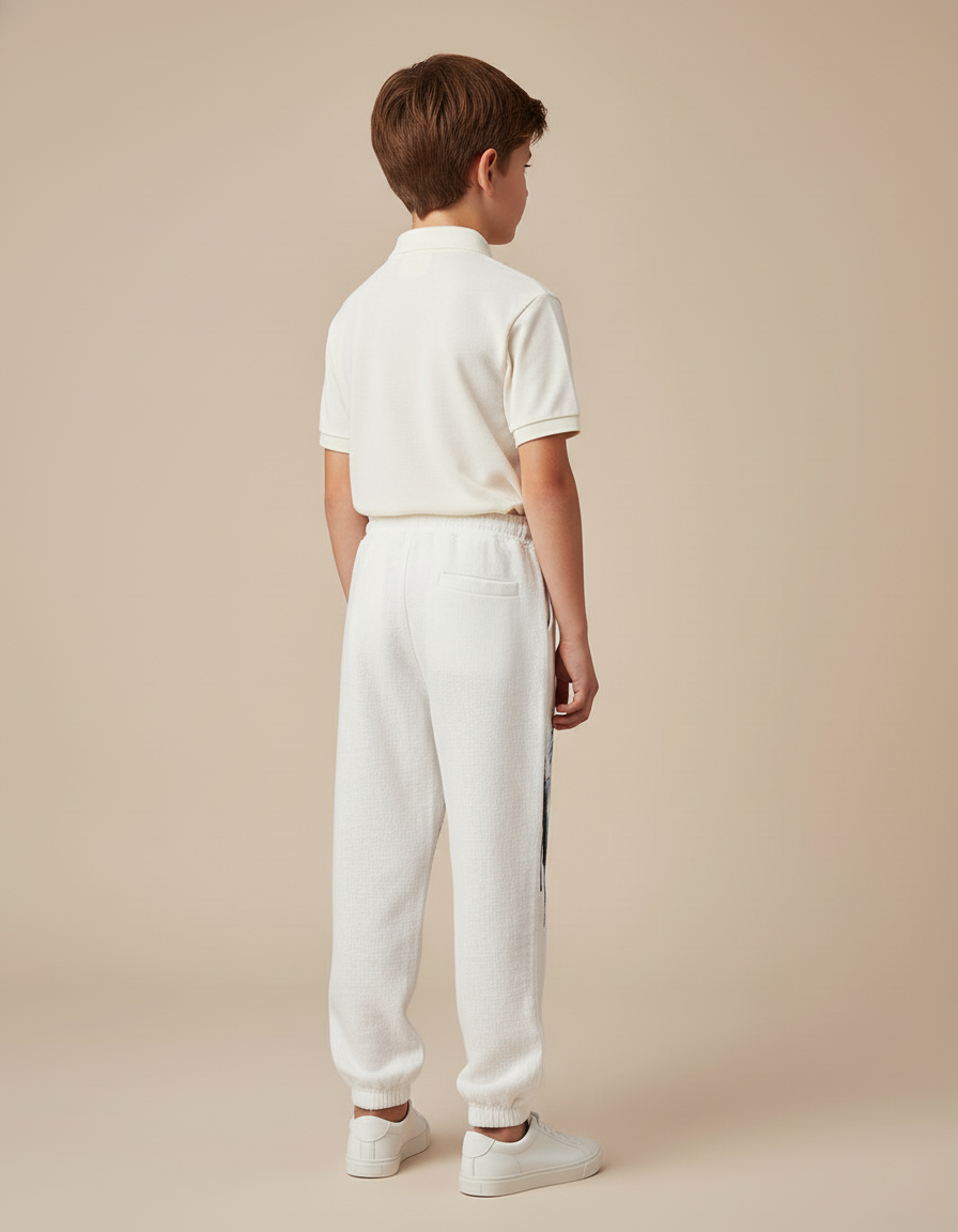 Pantalon Baggy Blanc Imprimé Tigre Bleu Décontracté Garçon - Molleton - vue 2