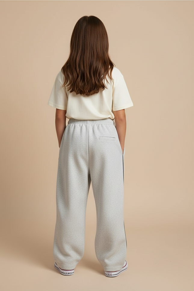 Pantalon Baggy Gris Molleton Ample Décontracté Rayures - vue 2