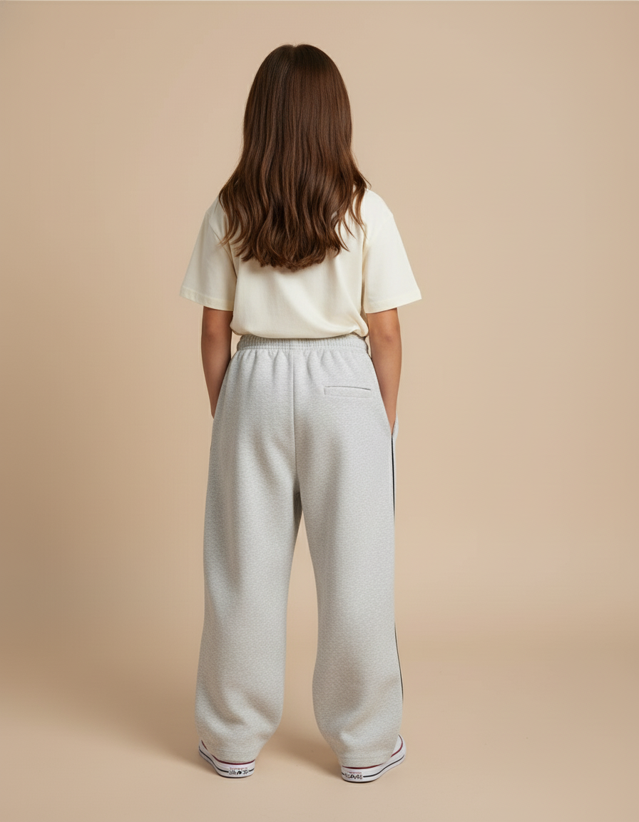 Pantalon Baggy Gris Molleton Ample Décontracté Rayures - vue 2